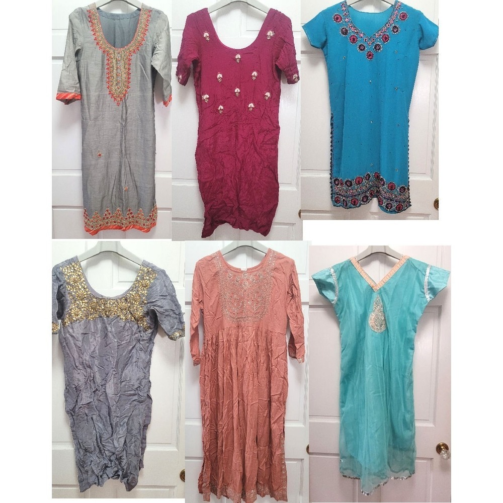 LOT: 6 Women's Kurta Tops & Salwar Kameez Pant Dupatta Sets - XL 40-41" Chest